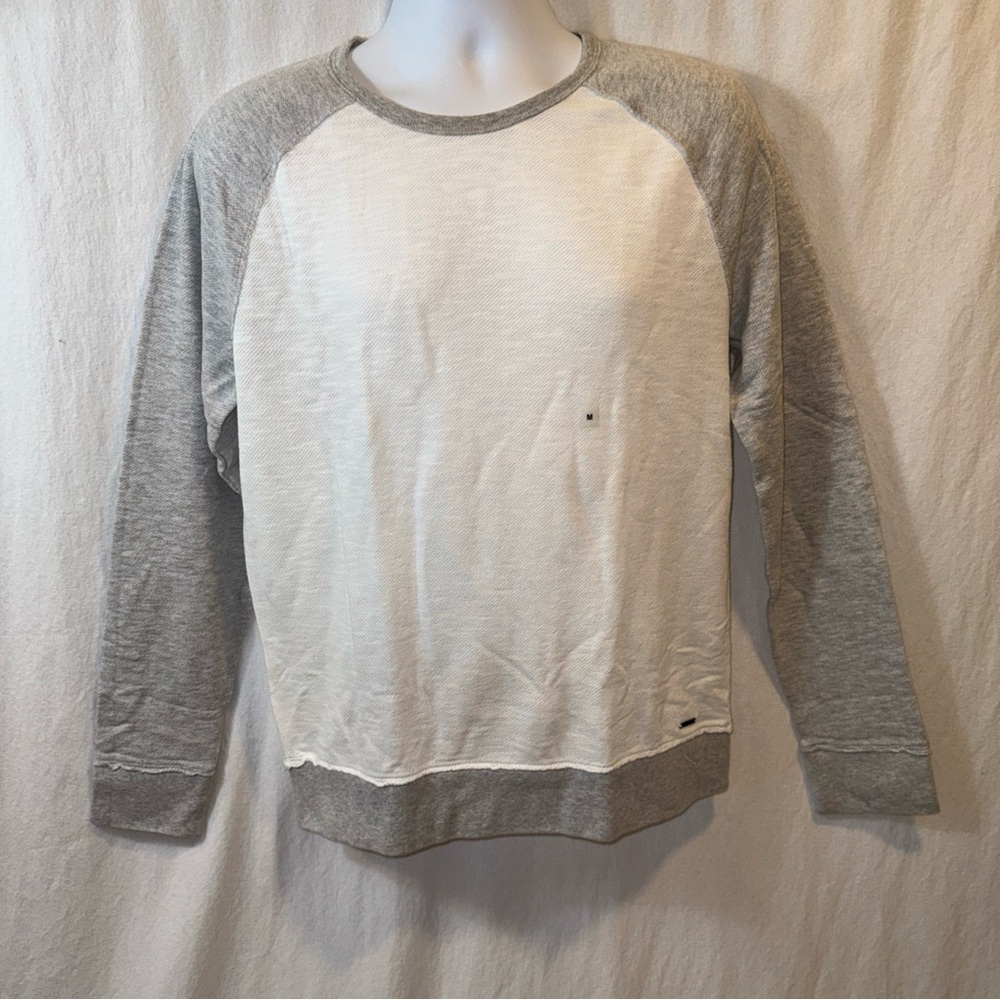 Brand New Men’s Express Raglan Sleeve Knit T-shirt Cotton Blend White/ Gray Sz M